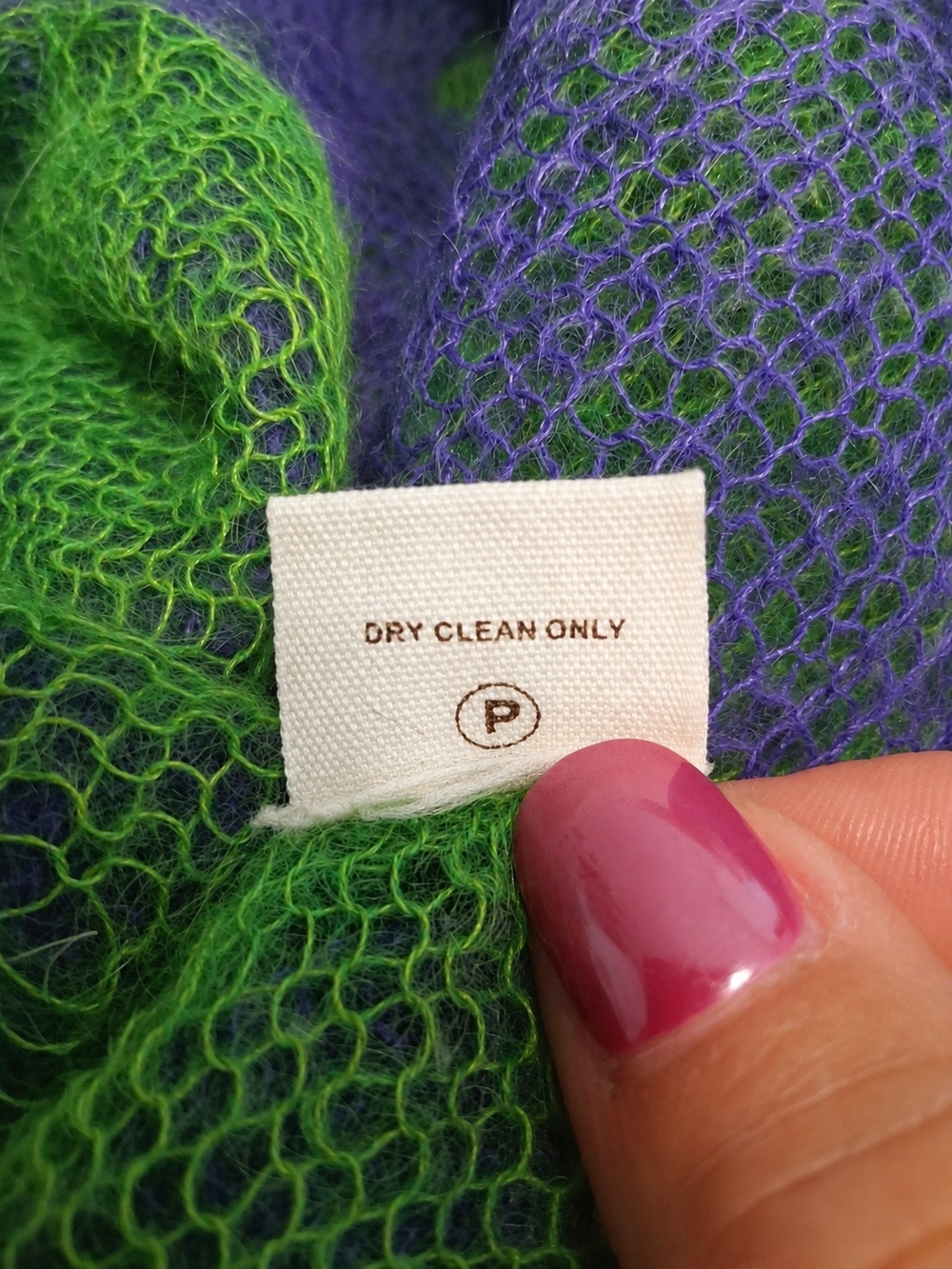 Free People Vintage Mohair Cardigan Purple Lime Green Open Knit Sweater S - Picture 6 of 12
